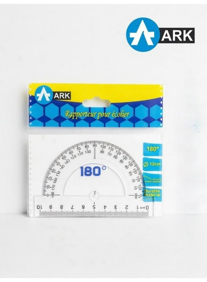 ارك منقلة هندسية بلاستيكية من آرك ARK مقاس 10 سم قياس 180 درجة شفافة مع مسطرة مدمجة - قطعة واحدة - Image 4