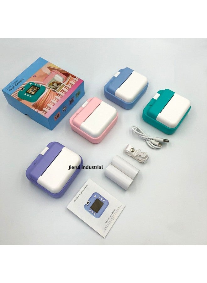Generic Children's Polaroid Print Camera Front And Back Dual HD Lens Flip Mini Digital Camera-Color:Purple  - Image 5