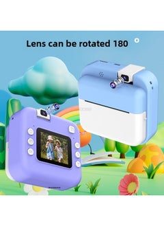 Generic Children's Polaroid Print Camera Front And Back Dual HD Lens Flip Mini Digital Camera-Color:Purple  - Image 2