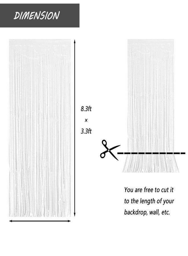 Acuteye White Foil Fringe Curtain 3.3×8.3FT 2 Packs, Metallic Tinsel Curtains Party Streamers for Birthday Graduation Baby Shower Decoration (2pcs,3.3FT×8.3FT, White) - Image 2