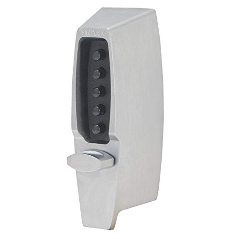 Simplex - 710826D Kaba 7100 Series Metal Mechanical Pushbutton Auxiliary Lock with Thumbturn  25mm Tubular Deadbolt  Flat Front Face Plate  60mm Backset  Satin Chrome Finish