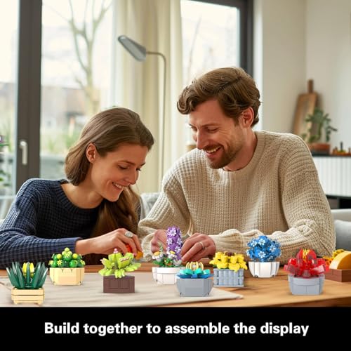 GEVINST Succulents Set for Adults Building Sets 12 Plants Home Decor Birthday Gifts for Women Creative Housewarming Gifts Botanical Collection Flowers Succulents Artificial Plant Kit 1174 piece - Image 5