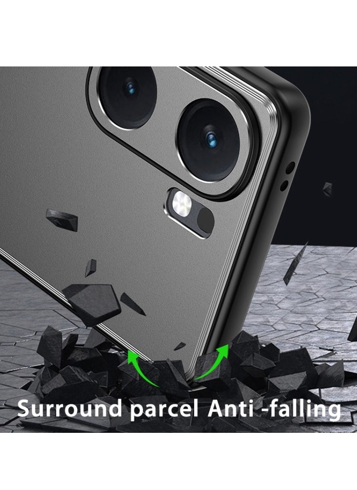 إيروريكس - جراب معدني غير لامع لهاتف vivo iQOO Neo 9 Pro (فضي) - Image 1