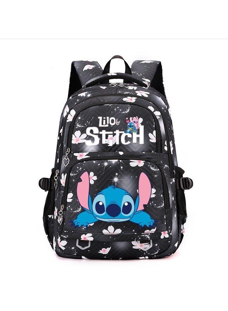 Stitch cartoon print embossed large capacity schoolbag for primary and secondary school students cute backpack light and fashionable backpack 31*43*16CM