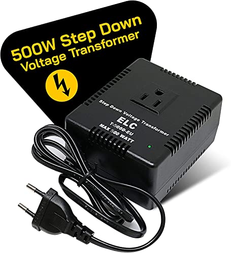 ELC 500-Watt Voltage Converter - Step Down - 220v to 110v / 240v to 120v Travel Power Converter - for Hair Straightener, Hair Dryer, Laptops and Chargers, CE Certified [3-Years Warranty] - Image 2