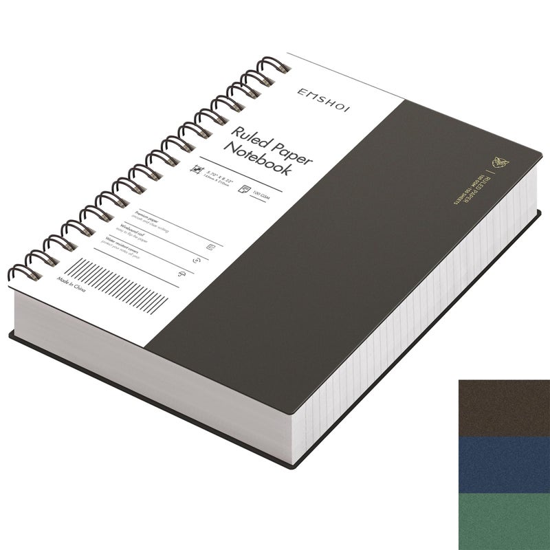 EMSHOI A5 Spiral Notebook College Ruled Lined Journal Small 57 X 822 300 Pages150 Sheets 100gsm Thick Paper Waterproof Hardcover for Office School Women Men Work Writing Notes Coffee - Image 2