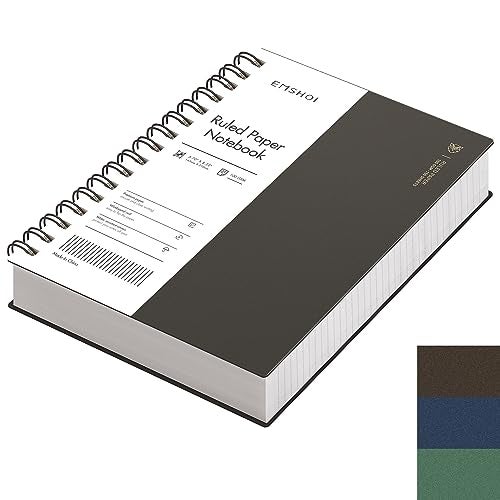EMSHOI A5 Spiral Notebook College Ruled Lined Journal Small 57 X 822 300 Pages150 Sheets 100gsm Thick Paper Waterproof Hardcover for Office School Women Men Work Writing Notes Coffee - Image 1