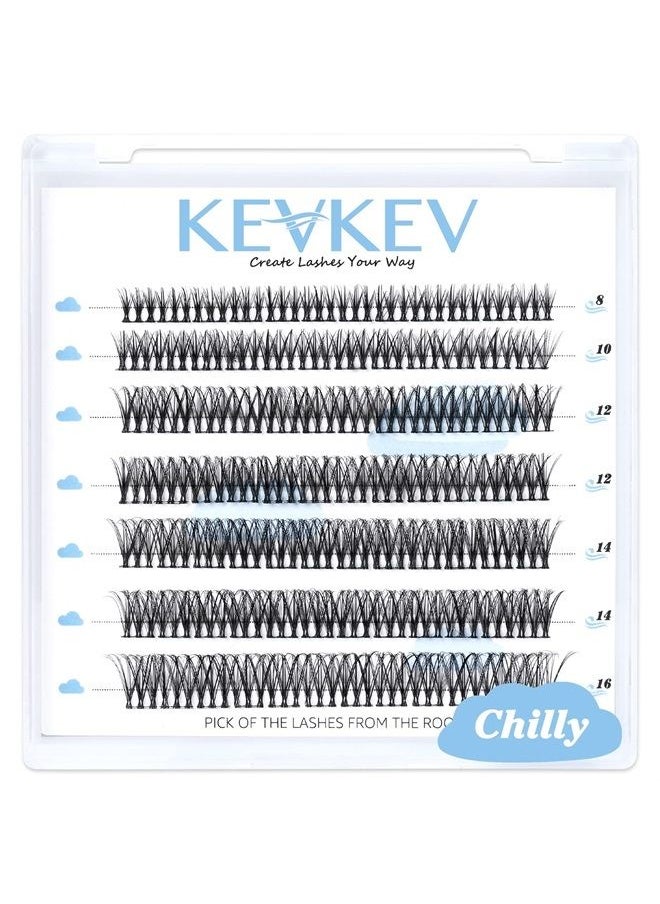 KevKev Lash Clusters 84 Pcs Cluster Lashes Eyelash Clusters DIY Cluster Eyelash Extensions Individual Lashes Soft and Comfortable (Chilly,D-8-16mix)  - Image 1