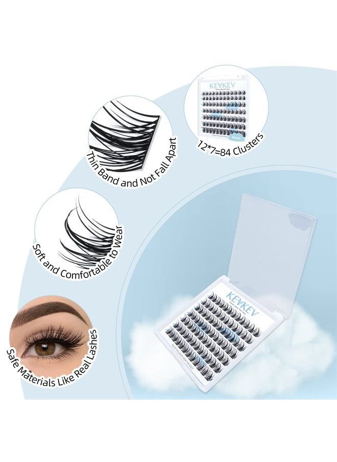 KevKev Lash Clusters 84 Pcs Cluster Lashes Eyelash Clusters DIY Cluster Eyelash Extensions Individual Lashes Soft and Comfortable (Chilly,D-8-16mix)  - Image 2