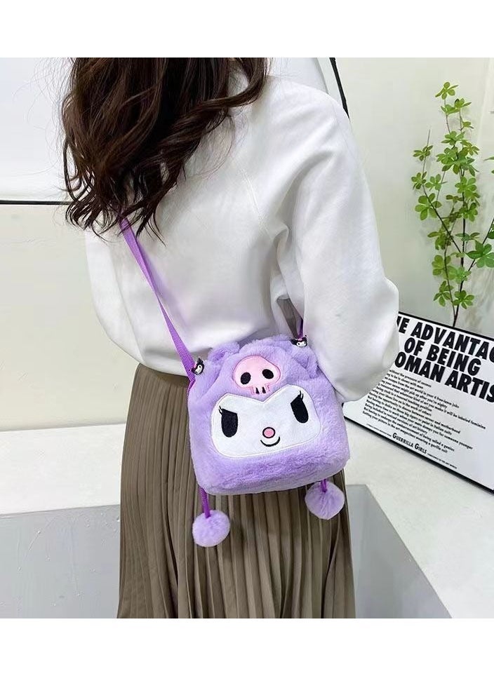 Kuromi Shoulder Bag Plush Bag Crossbody Bag Bucket Storage Bag - Image 2