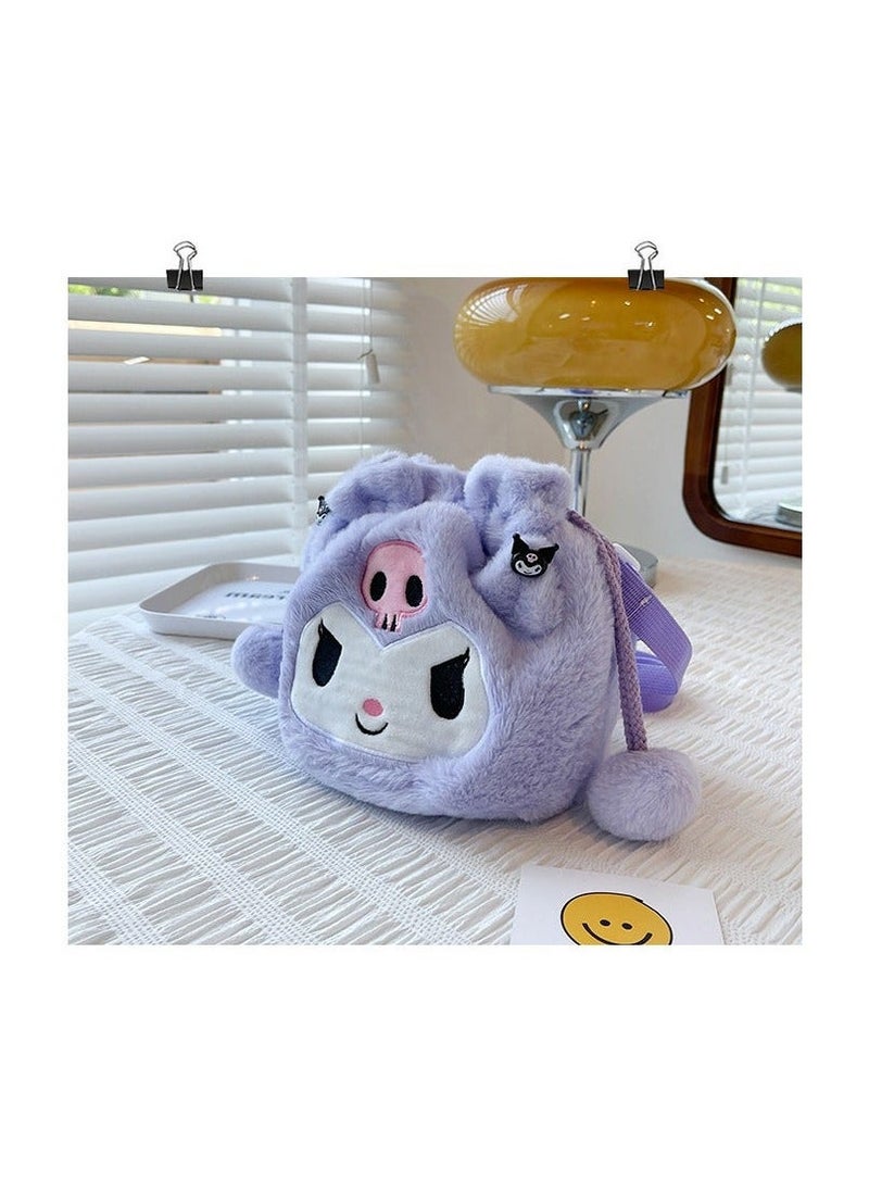 Kuromi Shoulder Bag Plush Bag Crossbody Bag Bucket Storage Bag - Image 5