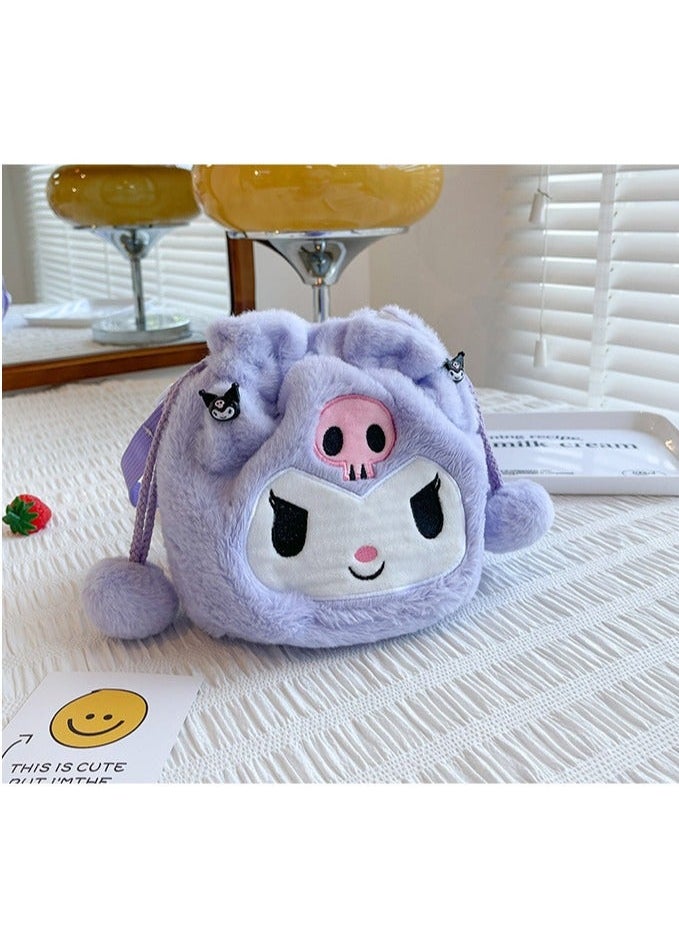 Kuromi Shoulder Bag Plush Bag Crossbody Bag Bucket Storage Bag - Image 4