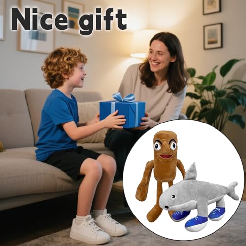 RHMKTC 2Pcs Italian Brainrot Plush Toy 14 Inches Tung Tung Tung Sahur and Tralalero Tralala Plush Soft Stuffed Meme Dolls for Collectors Aesthetic Dcor Funny Gift Ideas2Pcs - Image 5