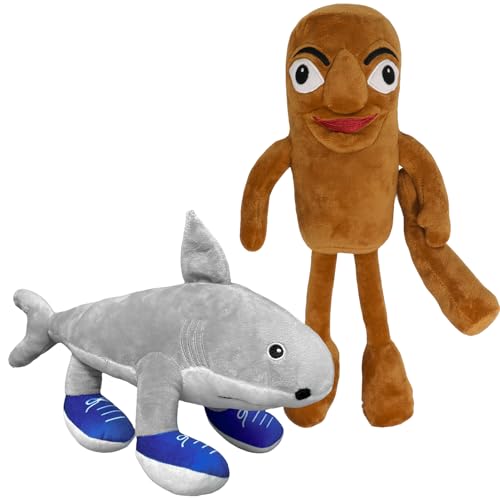 RHMKTC 2Pcs Italian Brainrot Plush Toy 14 Inches Tung Tung Tung Sahur and Tralalero Tralala Plush Soft Stuffed Meme Dolls for Collectors Aesthetic Dcor Funny Gift Ideas2Pcs - Image 1