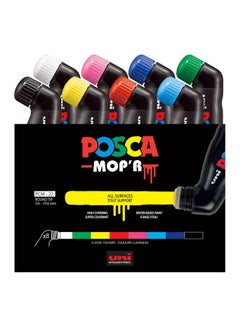 POSCA Jumbo Markers Set, Mop'R Posca Paint Markers With Xxl 3-19Mm Round Tip For Any Surface, Acmi-Certified Non-Toxic Formula, Black, White, Red, Yellow, Pink, Blue, Light Blue, Green  - Image 1