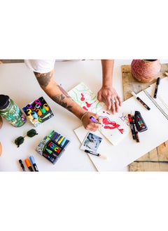POSCA Jumbo Markers Set, Mop'R Posca Paint Markers With Xxl 3-19Mm Round Tip For Any Surface, Acmi-Certified Non-Toxic Formula, Black, White, Red, Yellow, Pink, Blue, Light Blue, Green  - Image 4