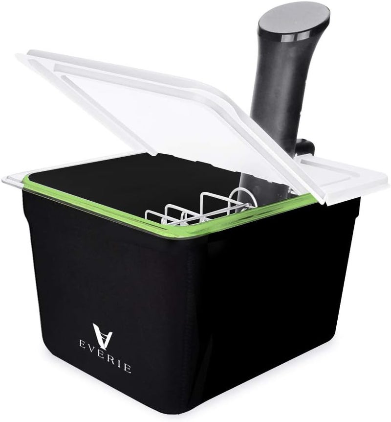 EVERIE Sous Vide Container 12 Quarts with Collapsible Hinge Lid and Sous Vide Rack and Insulation Sleeve Compatible with Anova Cooker All Models (KIT-12-NANO-PP) - Image 1