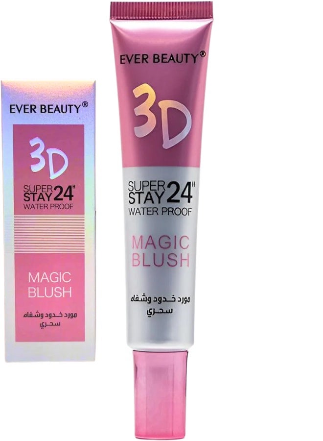 Ever Beauty Magic 3D Lip & Cheek Blusher – Super Stay 24H Waterproof Creamy Matte Tint – Hydrating Water-Based, Oil-Free Formula for Sensitive Skin – Natural Pink Glow, Smooth Finish – 30ml - Image 1