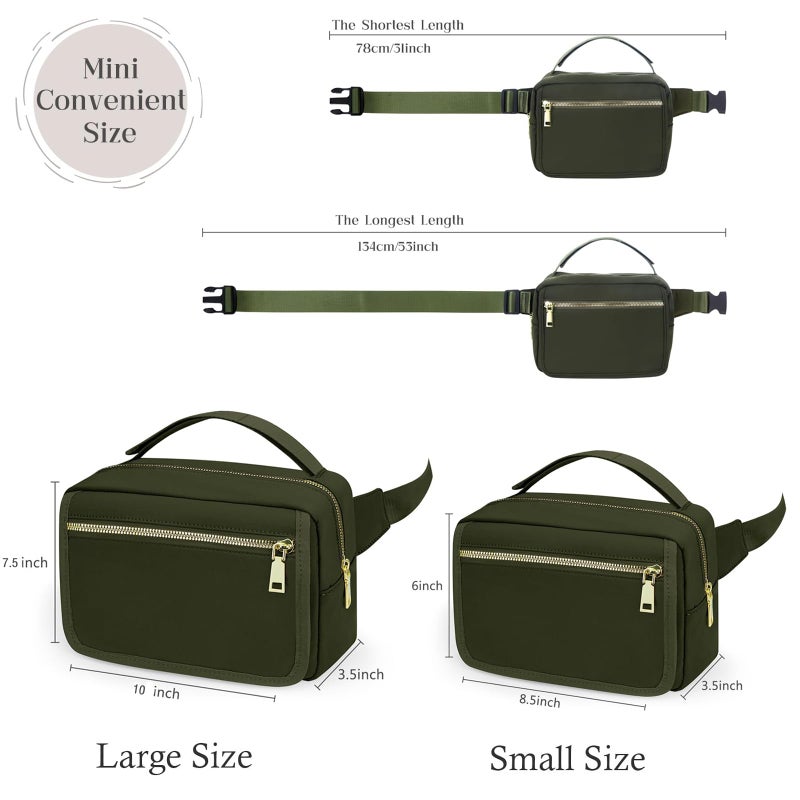 printe Small Diaper Bag with Portable Changing Pad, Crossbody Diaper Pack with Wipes Pocket, Women Waist Bag for Travel (Olive Green, Large) - Image 4