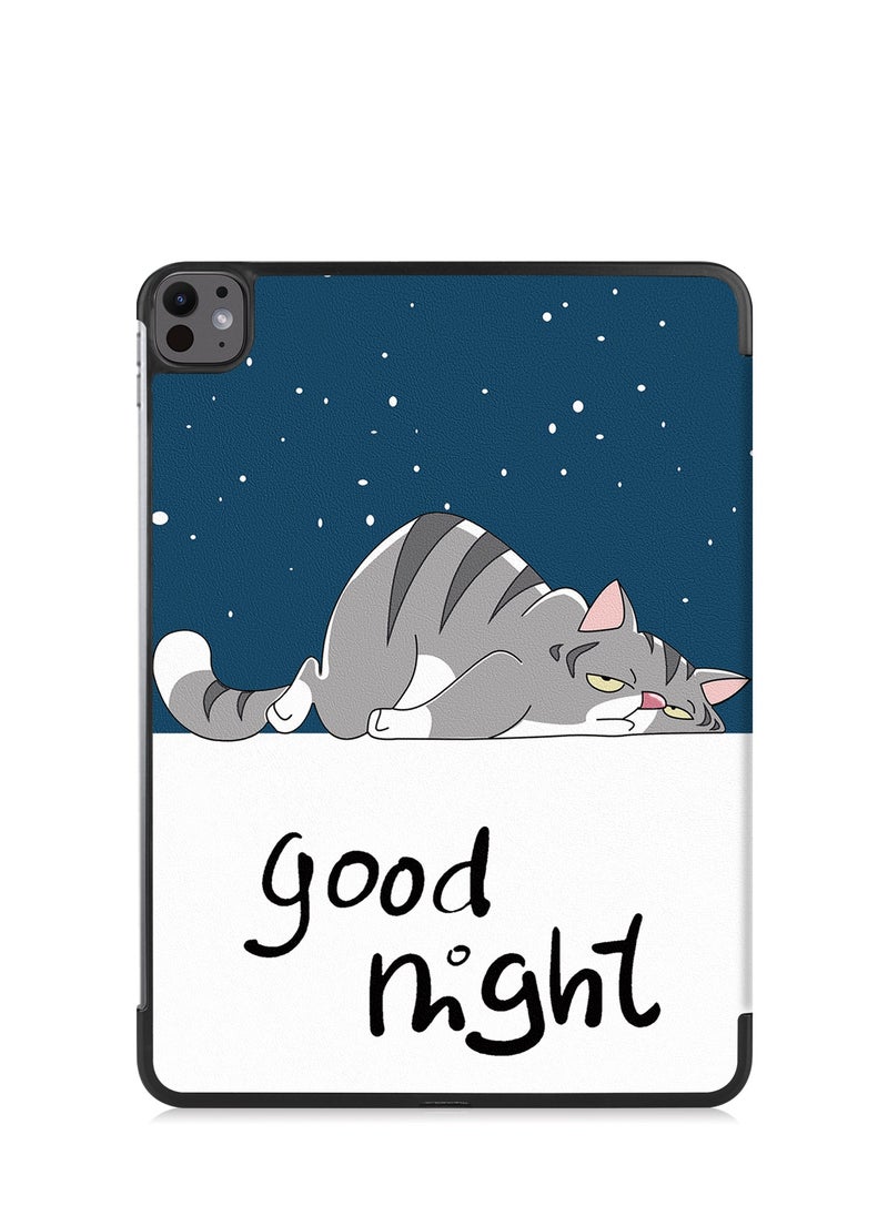 Case for IPad Pro 13 Inch (M4) 2024 Released Slim Stand Hard Back Shell Protective Smart Cover with Auto Sleep Wake Feature for IPad Pro 13 Inch Tablet (Lazy Cat)