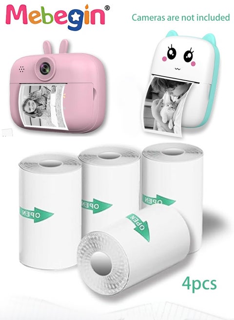 4 Rolls Kids Camera Print Paper Refill, Kids Instant Print Camera Photo Papers, 57x 25mm Thermal Paper, Compatible with Most Children Instant Print Camera, HD Printing, 2.2Inch, BPA Free