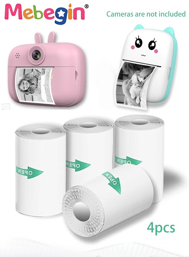 ميبيجين 4 لفات ورق طباعة كاميرا أطفال، ورق صور كاميرا طباعة فورية للأطفال، ورق حراري مقاس 57 × 25 مم، متوافق مع معظم كاميرات الطباعة الفورية للأطفال، طباعة عالية الدقة، 2.2 بوصة، خالٍ من مادة BPA - Image 1