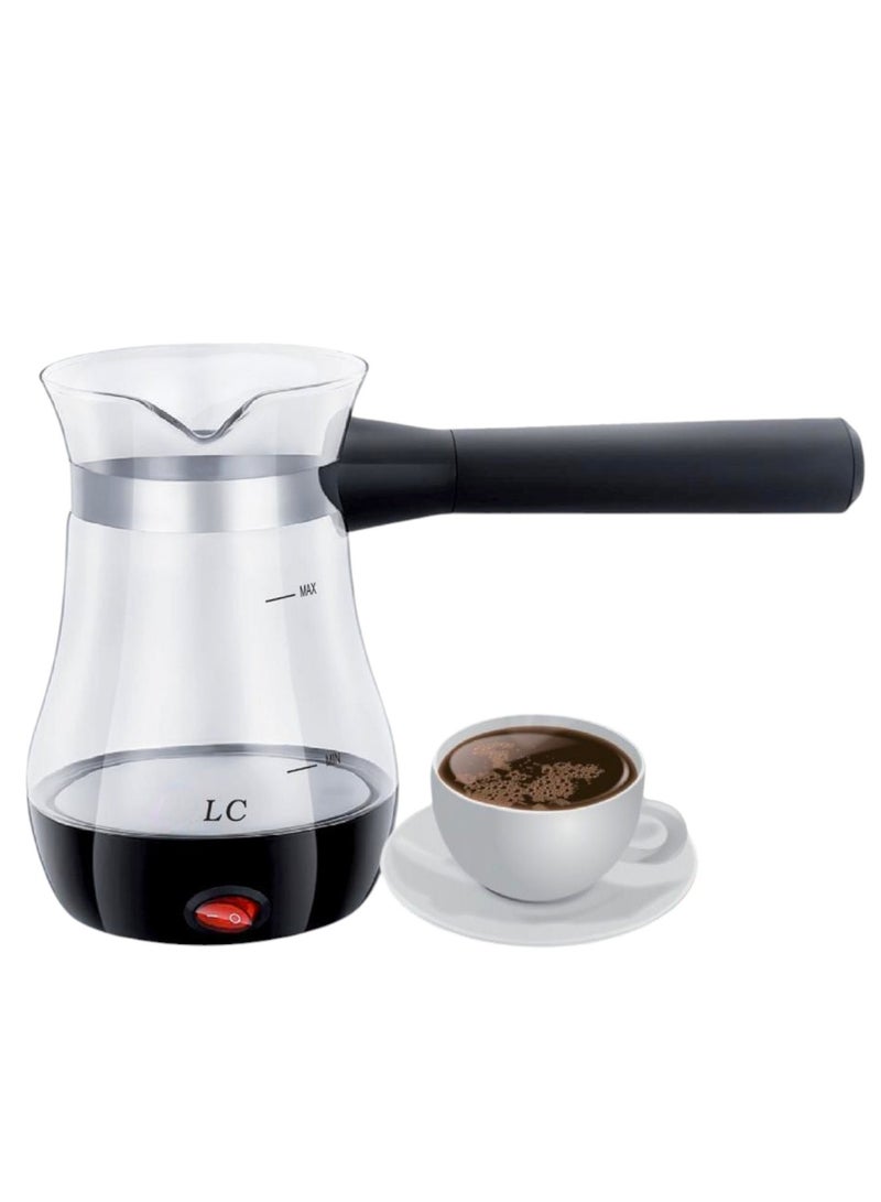 ال سي ماكينة تحضير القهوة الزجاجية الكهربائية، إبريق قهوة ذاتي التسخين، سعة 500 مل، قوة 600 وات - Image 1