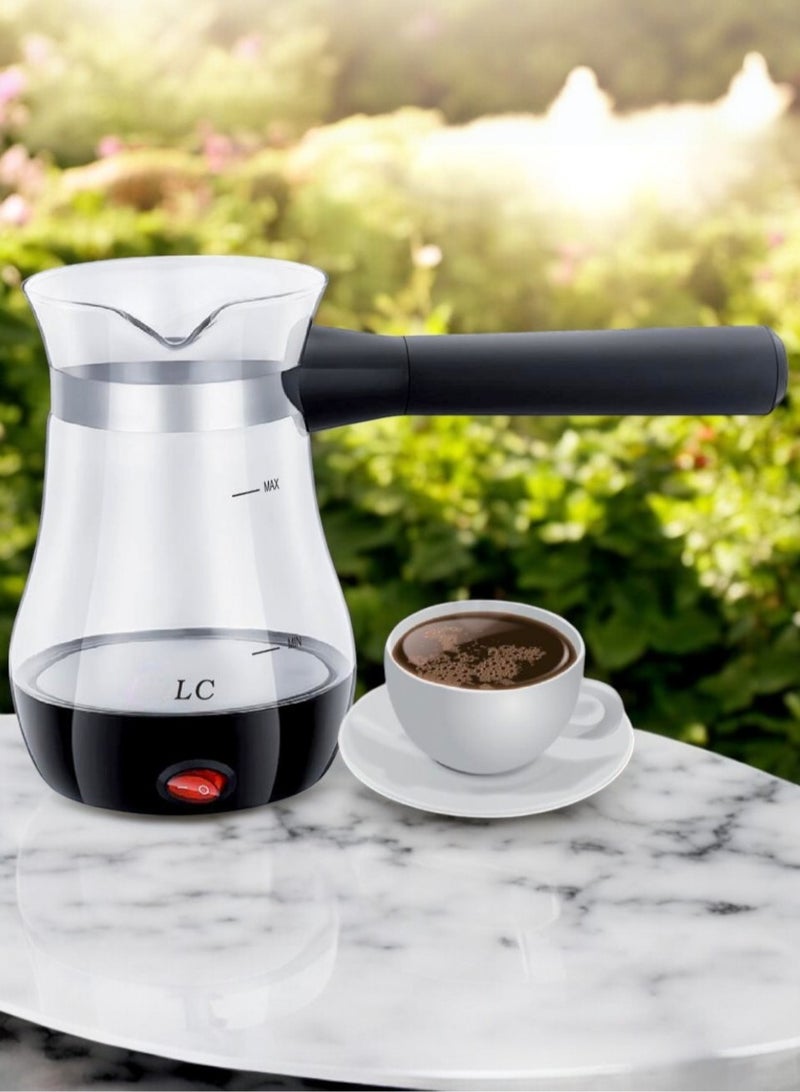 ال سي ماكينة تحضير القهوة الزجاجية الكهربائية، إبريق قهوة ذاتي التسخين، سعة 500 مل، قوة 600 وات - Image 2