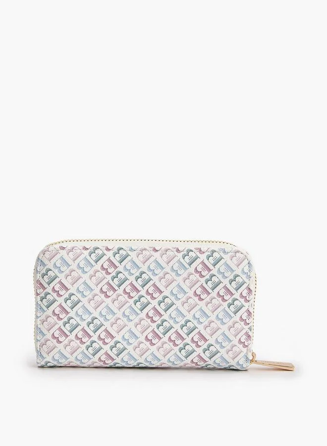 Flora Bella By Shoexpress MULTICOLOR Flora Bella Floral Monogram Print Zip-Around Wallet for Women | Best Price UAE