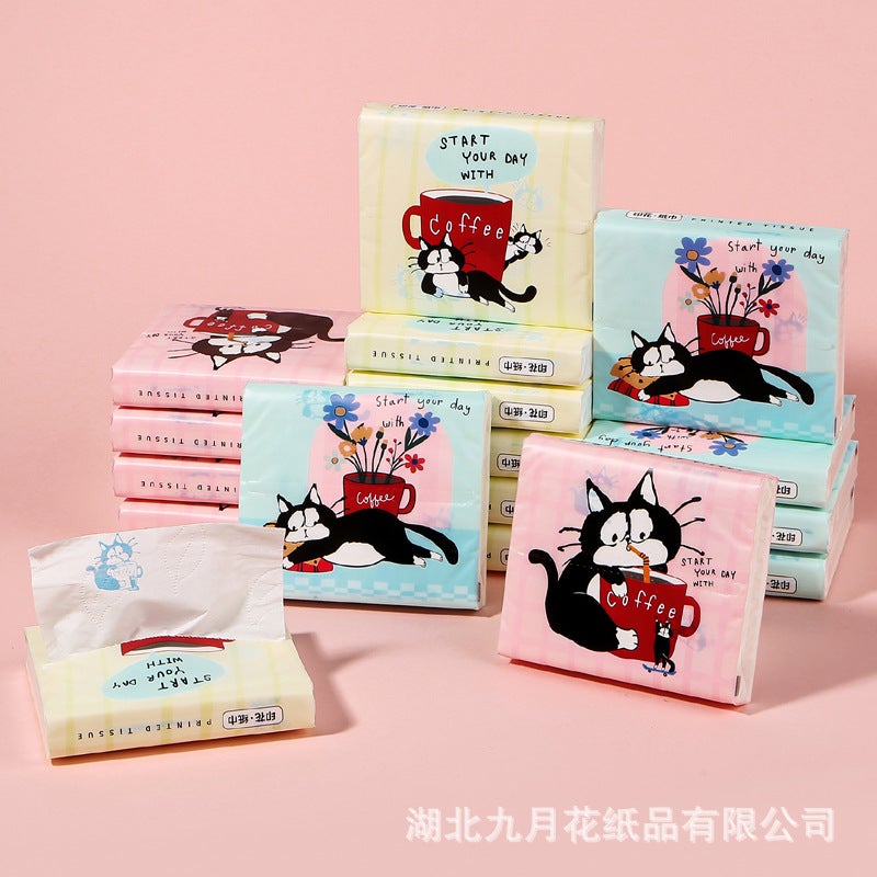 30 Pack Portable Printed Paper Towels Raw Wood Pulp Wet Water Drawable Paper Students Children Flexible Cartoon Artistic Facial Tissue - Image 4