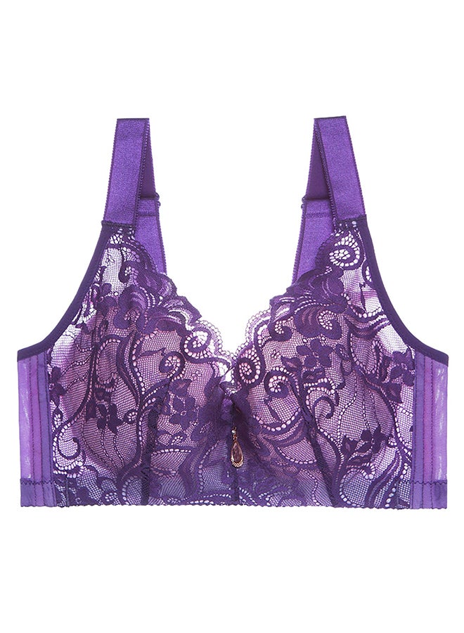 MARGOUN Women's XL Size Lace Bra Wide Straps Wireless Bralettes with Full Cup Pads Bras for Ladys Women 42/95 Dark Purple