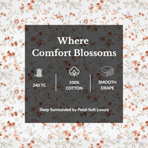 Plumora Cotton King Size Bedsheet 108x108 Super King, 100% Pure Cotton Bed Sheet with 2 Pillow Covers, 240 TC Soft Breathable Floral Design Bedding - (Cherry Blossom, Super King) - Image 2