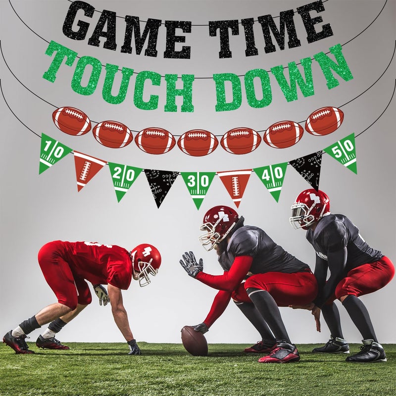 Biswiter Game Time Touch Down Football Banner - Pre-Strung 9.8ft Strands Football Party Decorations for Birthday Parties - Image 2