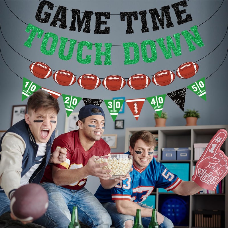 Biswiter Game Time Touch Down Football Banner - Pre-Strung 9.8ft Strands Football Party Decorations for Birthday Parties - Image 3