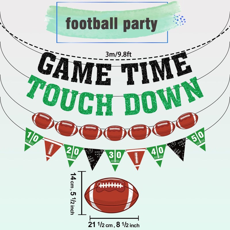Biswiter Game Time Touch Down Football Banner - Pre-Strung 9.8ft Strands Football Party Decorations for Birthday Parties - Image 4