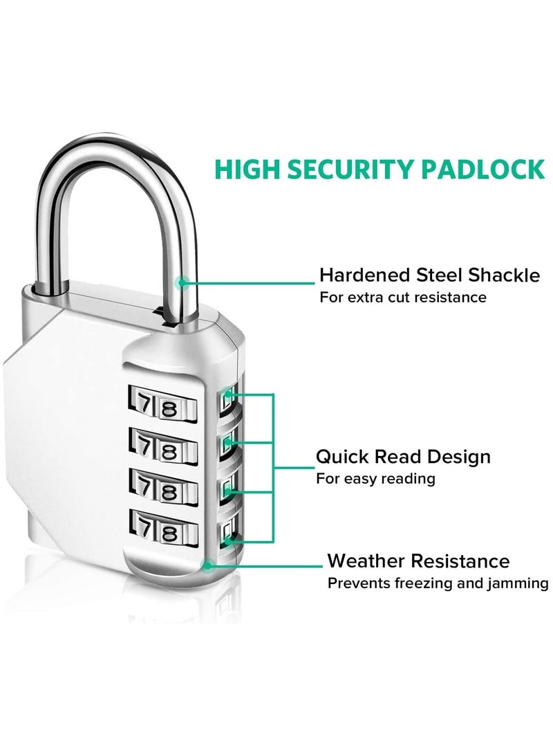 NNEWVANTE Combination Padlock Locker Lock, Waterproof Heavy Duty Combination Padlock, Outdoor For School Gym Lockers, Luggage, Gates, Suitcases, Bicycles, Tool Boxes - 2 Piece Set(Silver) - Image 2