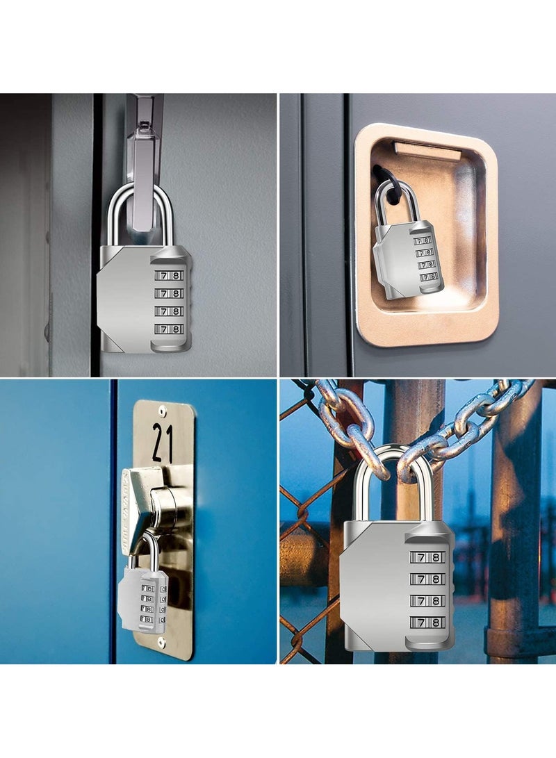 NNEWVANTE Combination Padlock Locker Lock, Waterproof Heavy Duty Combination Padlock, Outdoor For School Gym Lockers, Luggage, Gates, Suitcases, Bicycles, Tool Boxes - 2 Piece Set(Silver) - Image 4