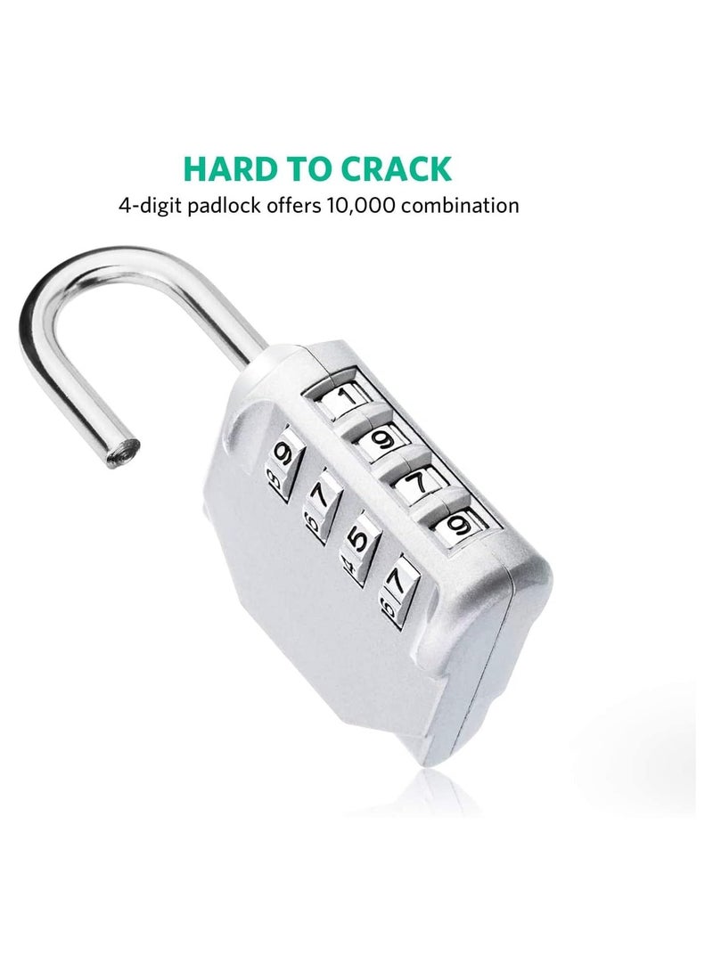 NNEWVANTE Combination Padlock Locker Lock, Waterproof Heavy Duty Combination Padlock, Outdoor For School Gym Lockers, Luggage, Gates, Suitcases, Bicycles, Tool Boxes - 2 Piece Set(Silver) - Image 5