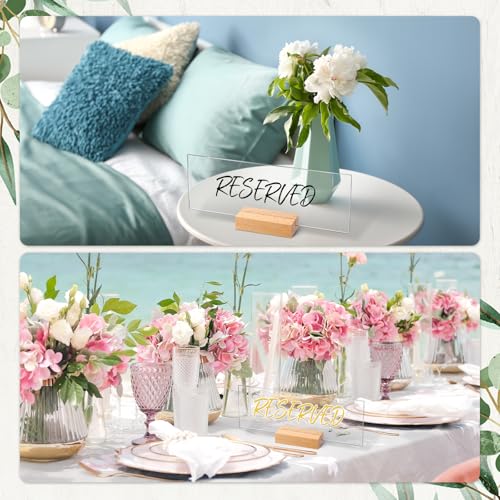 Memorywuu 6 Set Blank Acrylic Custom Name Plate - 2.95x8 Inch (2mm Thick) with Wooden Base, Desk Tags for Office/Home/Teacher, Ideal for Wedding Place Cards & Holiday Decor(Original Wood Color) - Image 4