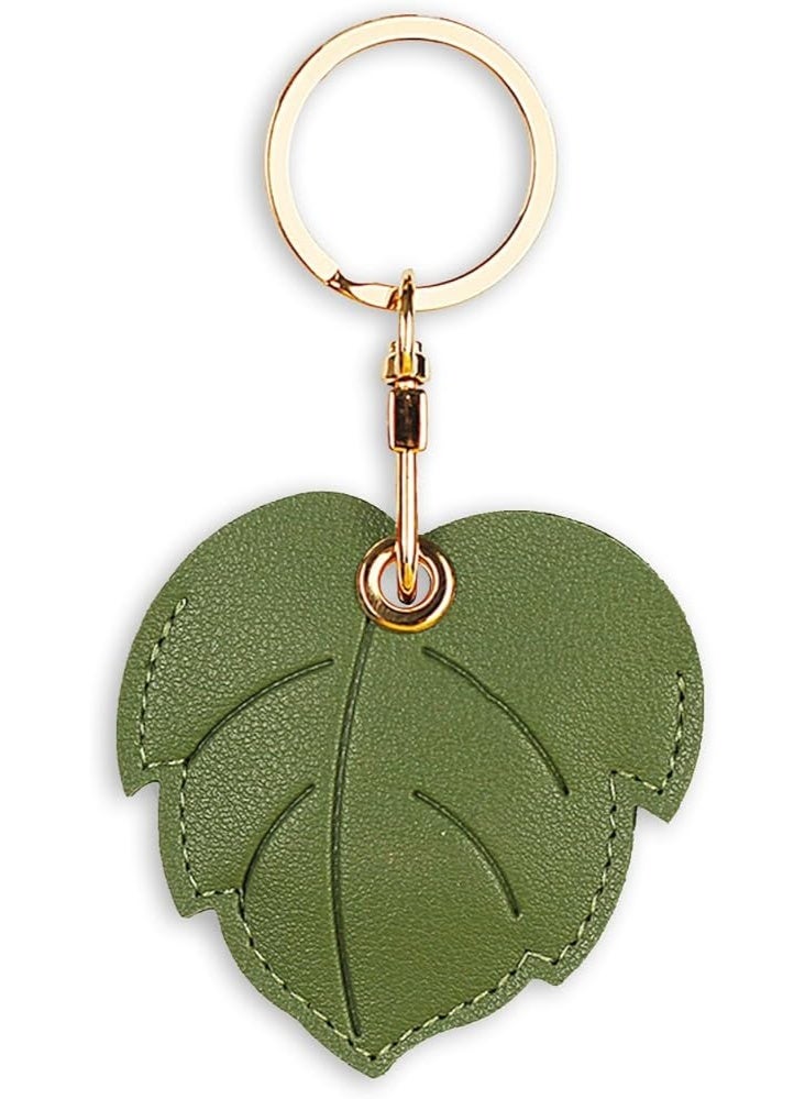 Leather Keychain Case Holder Compatible with Apple AirTag, GPS Airtag Keychain Finder Tracker with Key Ring, Anti-Scratch Protective Air Tag Cover - Image 1