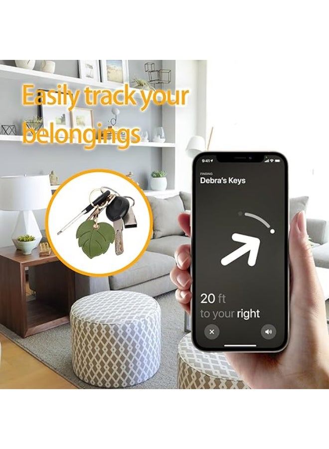 Leather Keychain Case Holder Compatible with Apple AirTag, GPS Airtag Keychain Finder Tracker with Key Ring, Anti-Scratch Protective Air Tag Cover - Image 5