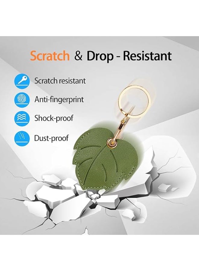 Leather Keychain Case Holder Compatible with Apple AirTag, GPS Airtag Keychain Finder Tracker with Key Ring, Anti-Scratch Protective Air Tag Cover - Image 3