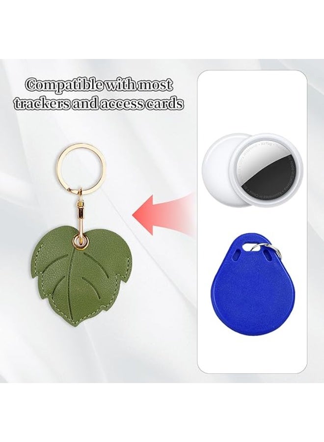 Leather Keychain Case Holder Compatible with Apple AirTag, GPS Airtag Keychain Finder Tracker with Key Ring, Anti-Scratch Protective Air Tag Cover - Image 4