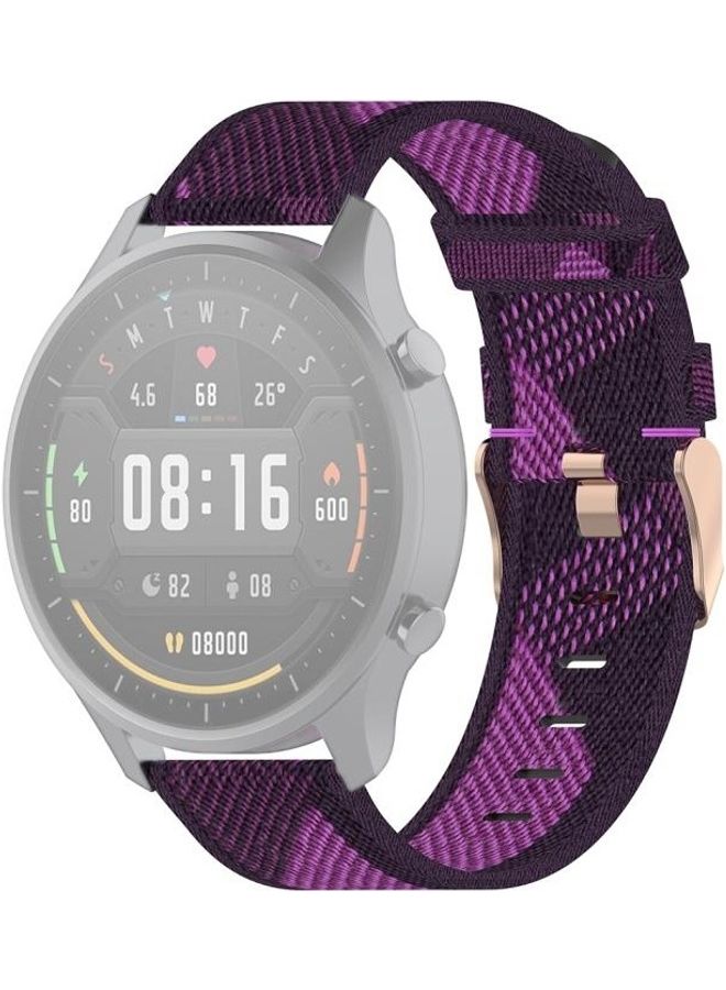 NIBEMINENT 22mm Stripe Weave Nylon Wrist Strap Watch Band For Xiaomi Mi Color, Garmin Vivoactive 4 Purple - Image 1