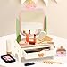 PairPear Wooden Vanity Playset for Kids Pretend Play Toddler Makeup Toy Beauty Salon Kit with Rotatable Mirror 19Pcs Solid Wood Beauty Toy Makeup Accessories Gift for Little Girls Age 3 - Image 2