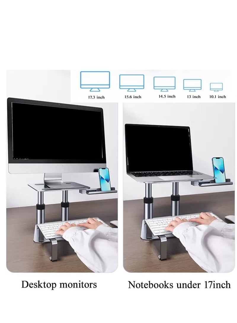 ELTRAZONE Adjustable Height Monitor Stand with Retractable Desk Mount – Laptop Riser with Keyboard Support for iMac, MacBook, iPad, iPhone – Ergonomic & Stable ABS Metal Build, Fits Devices Up to 17”  - Image 2