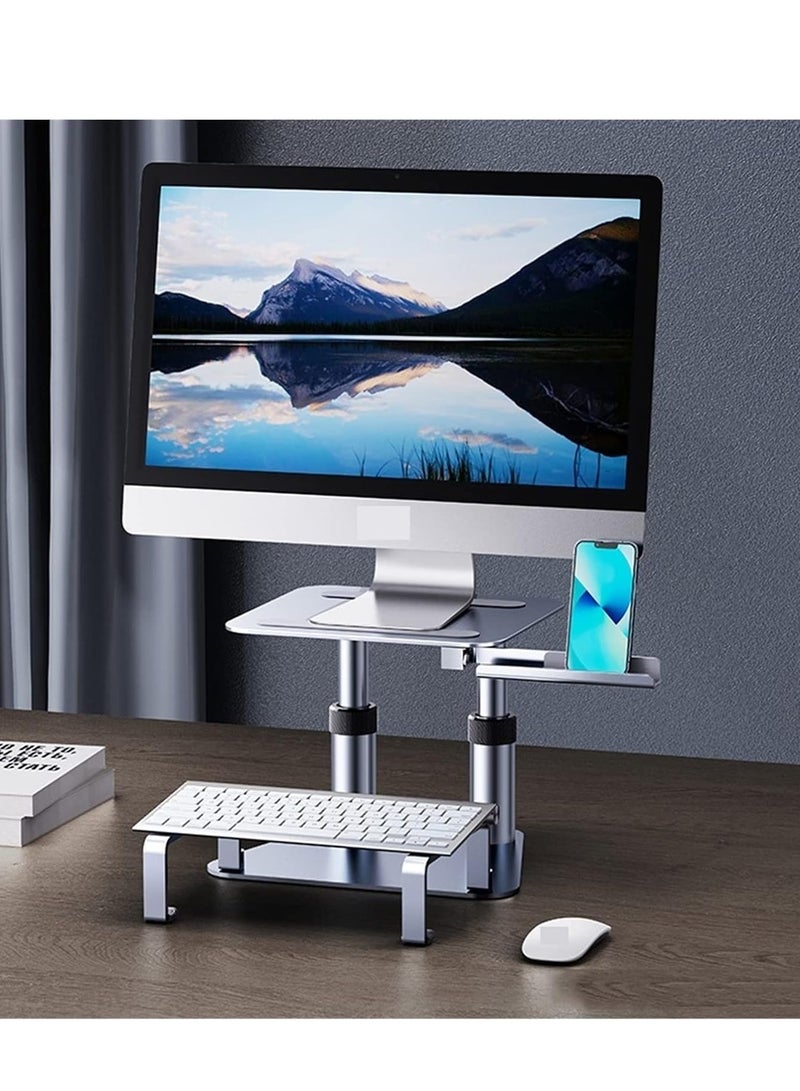 ELTRAZONE Adjustable Height Monitor Stand with Retractable Desk Mount – Laptop Riser with Keyboard Support for iMac, MacBook, iPad, iPhone – Ergonomic & Stable ABS Metal Build, Fits Devices Up to 17”  - Image 3