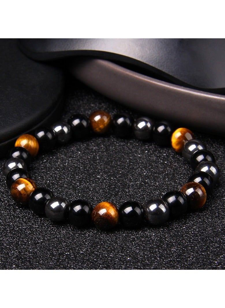 Folanry Black Obsidian, Hematite and Tiger Eye Stone Beads Bracelets,2 Set(8mm/10mm) - Image 3