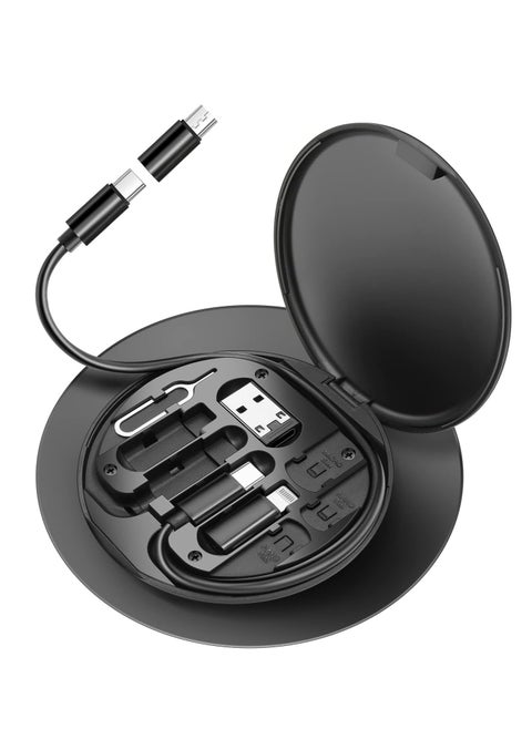 USB C to Lightning Adapter Kit,Multi Charging Cable Case Convertor USB C to Type C/iOS Device/Micro Adapter Travel Data Cable Set Contains Card Storage，Phone Holder, Tray Eject Pin(Black)