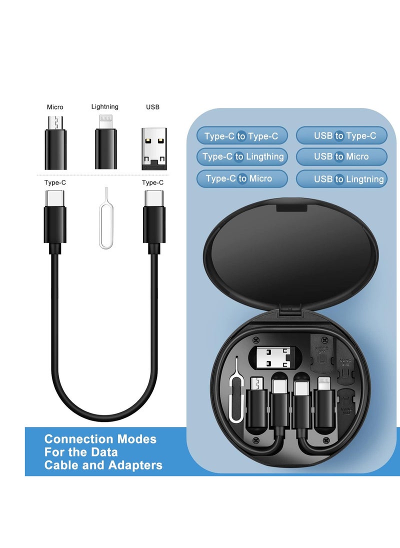 Generic - USB C to Lightning Adapter Kit,Multi Charging Cable Case Convertor USB C to Type C/iOS Device/Micro Adapter Travel Data Cable Set Contains Card Storage，Phone Holder, Tray Eject Pin(Black) - Image 1